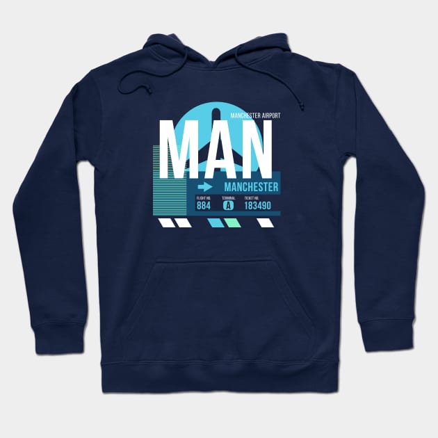 Manchester (MAN) Airport // Sunset Baggage Tag Hoodie by Now Boarding